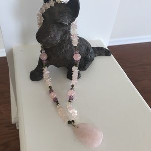 Vintage Rose Quartz Choker with Pendant